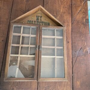 Vintage Enesco My Collection Display Cabinet Glass Doors Wall Mounted